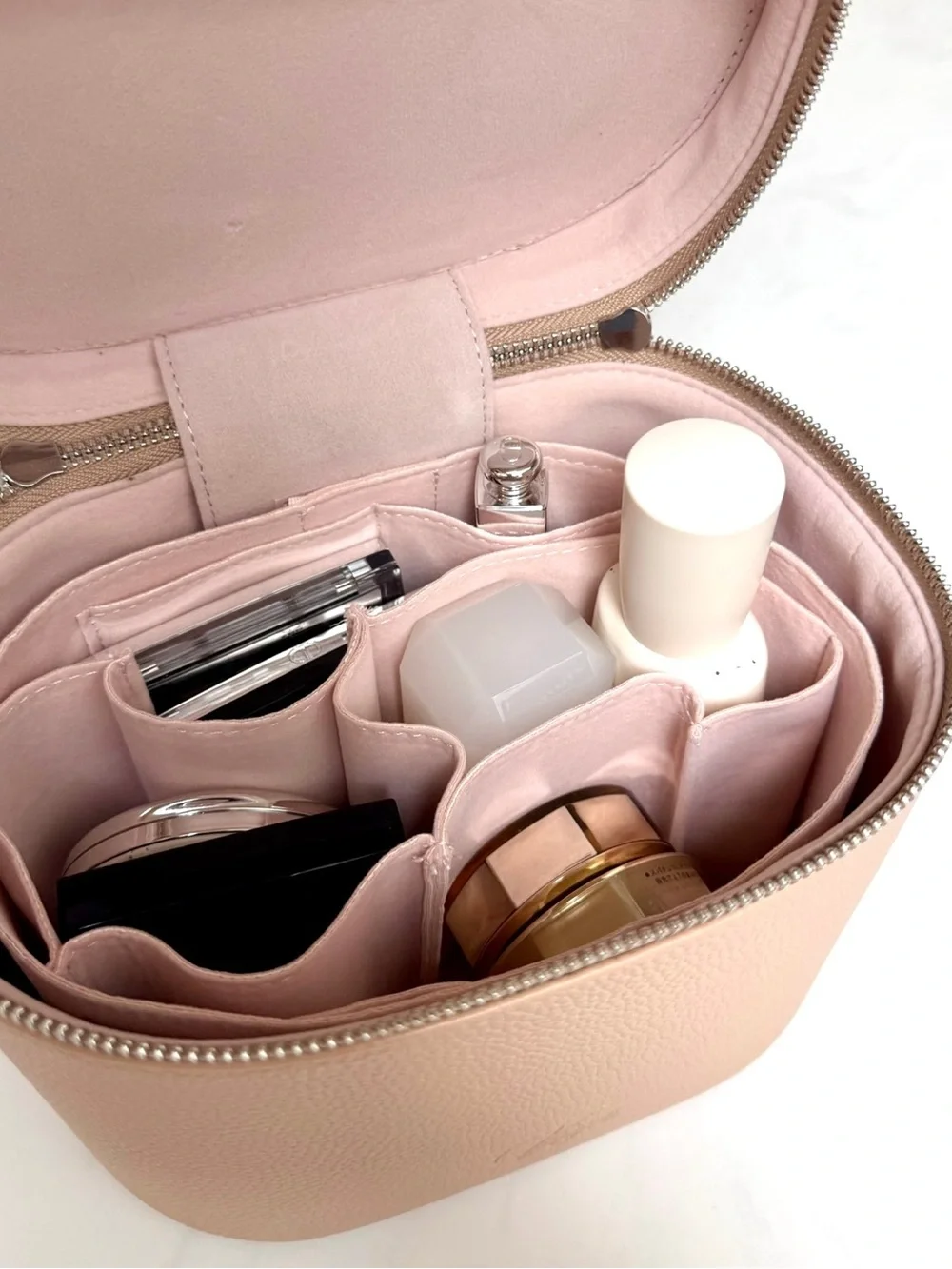 Travel Vanity Case - Light Brown/ Cream